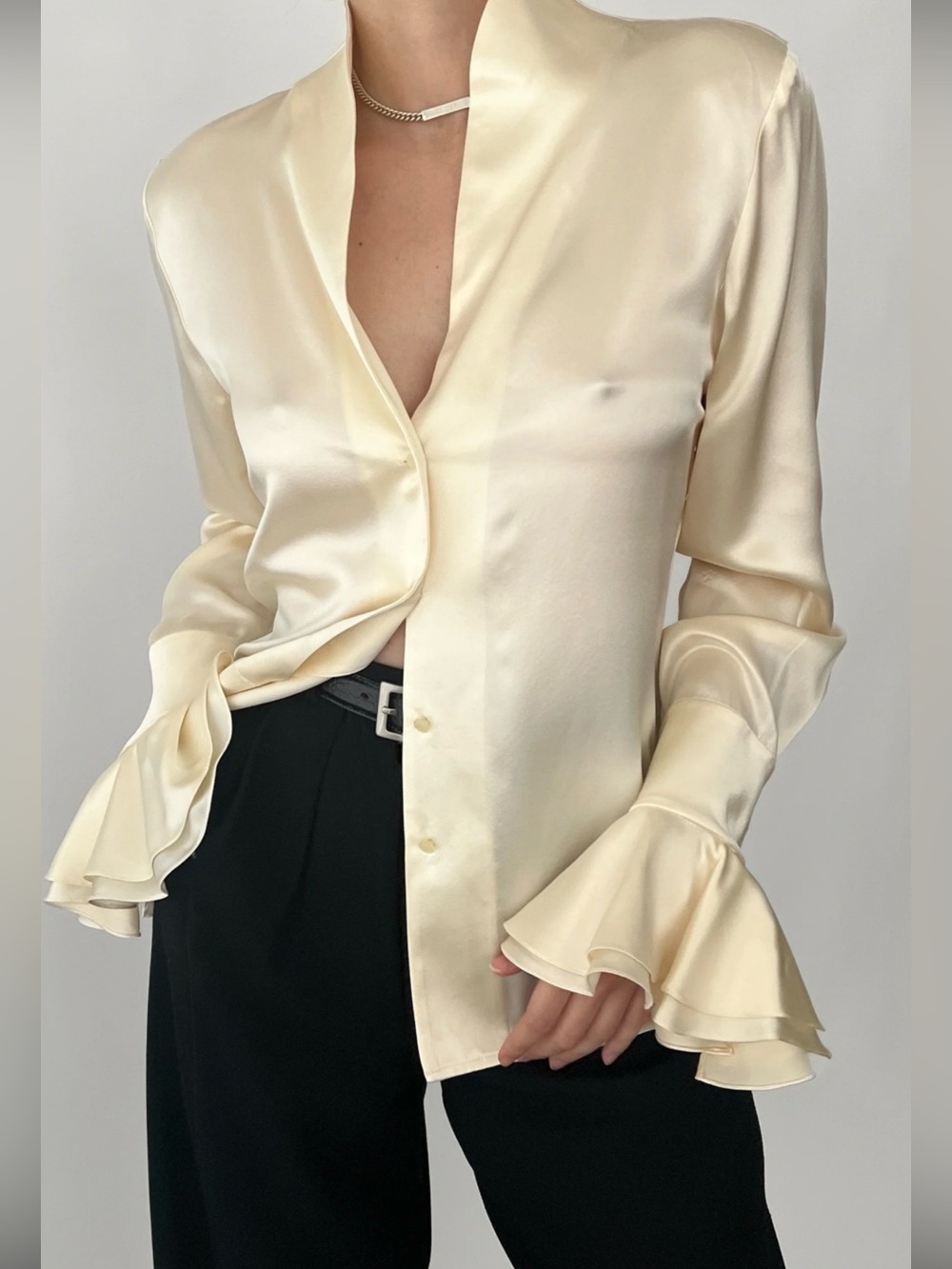 DEADSTOCK VINTAGE RALPH LAUREN IVORY SILK BLOUSE